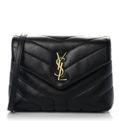 Saint Laurent Calfskin Y Quilted Monogram Toy Loulou Crossbody Bag Black 1 of 10