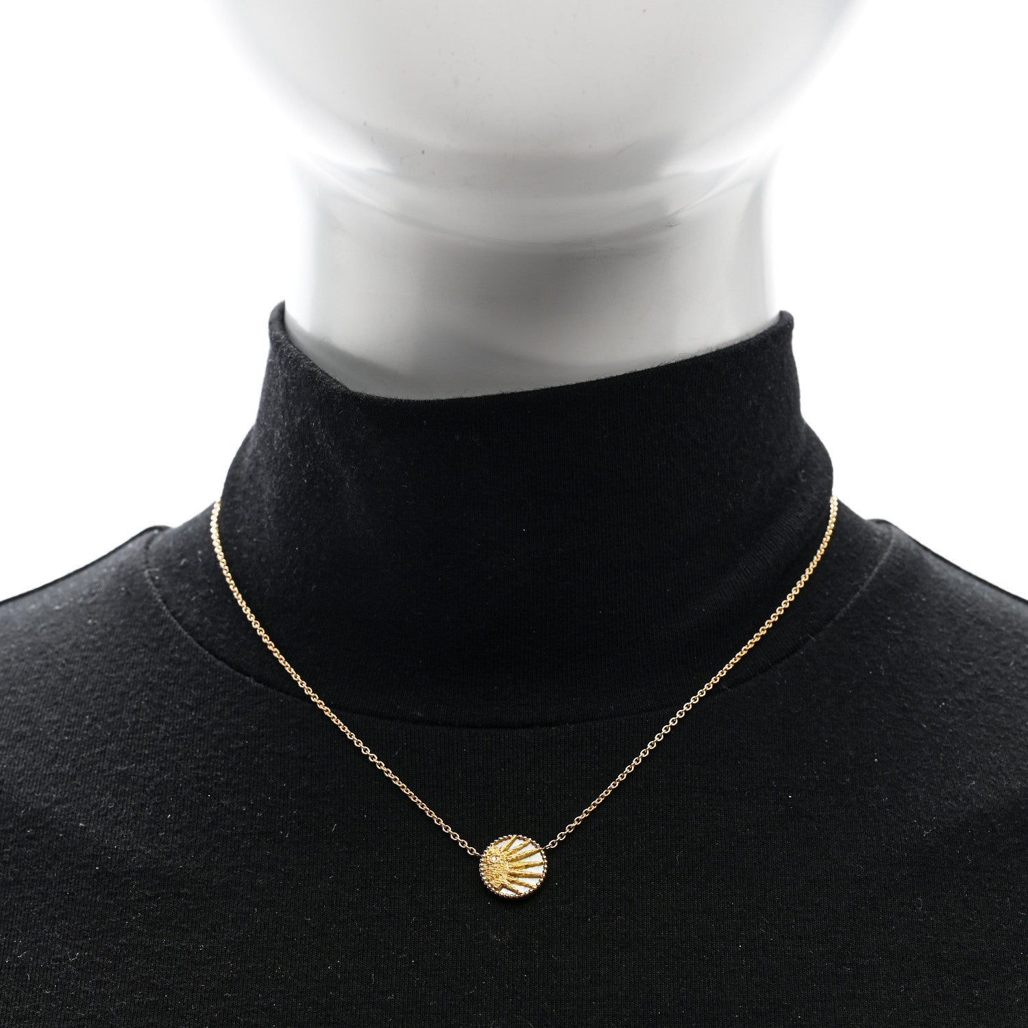 Christian Dior 18K Yellow Gold Platinum Diamond Black Onyx Mother of Pearl Rose Celeste Pendant Necklace 2 of 5