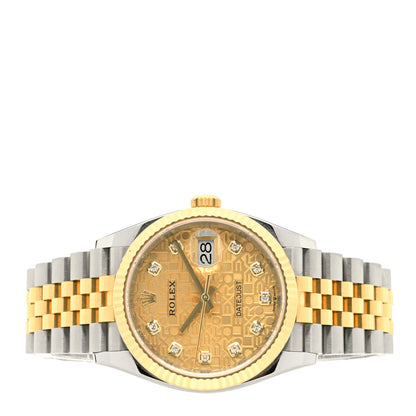 Rolex Stainless Steel 18K Yellow Gold Diamond 36mm Oyster Perpetual Datejust Watch Champagne Jubilee 126233 2 of 5