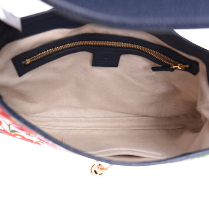 Gucci Canvas Flora Medium Jackie Hobo Blue Agata 5 of 10