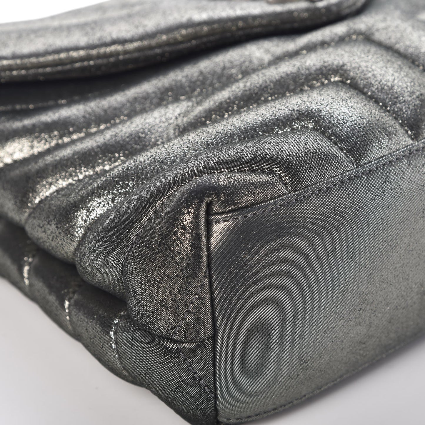 Metallic Calfskin Y Calfskin Monogram Small Loulou Chain Satchel Dark Grey