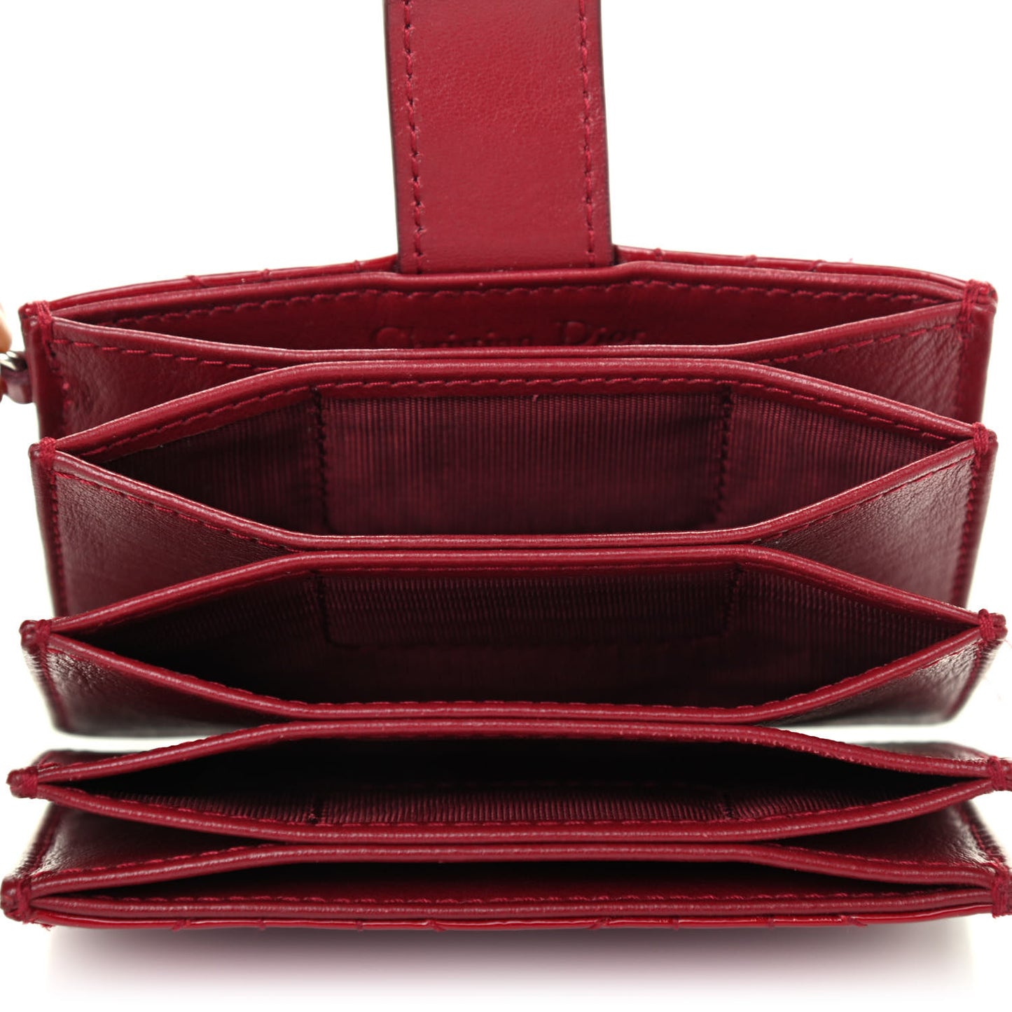 Patent Cannage Lady Dior 5-Gusset Card Holder Scarlet