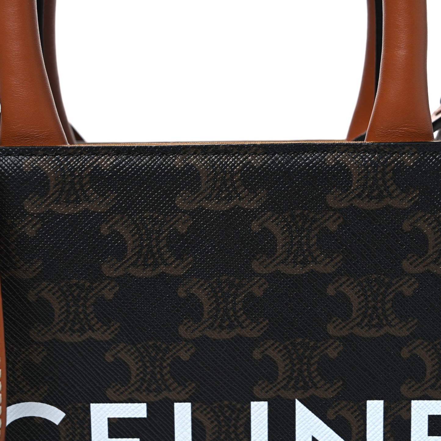 Triomphe Canvas Calfskin Mini Vertical Cabas Tan