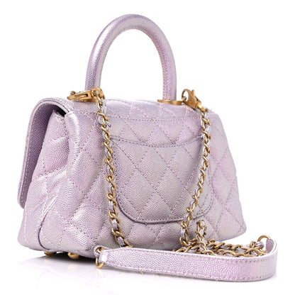 Chanel Iridescent Caviar Quilted Extra Mini Coco Handle Flap Purple 3 of 11