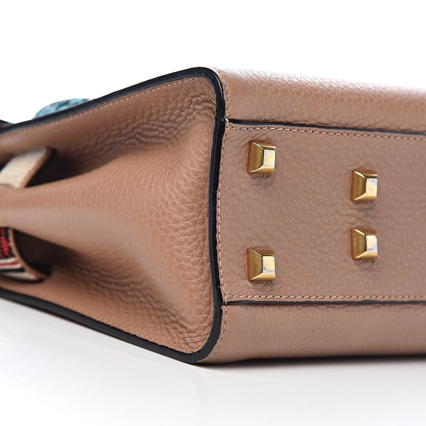 Pebbled Calfskin Beaded Small My Rockstud Frame Bag Soft Noisette