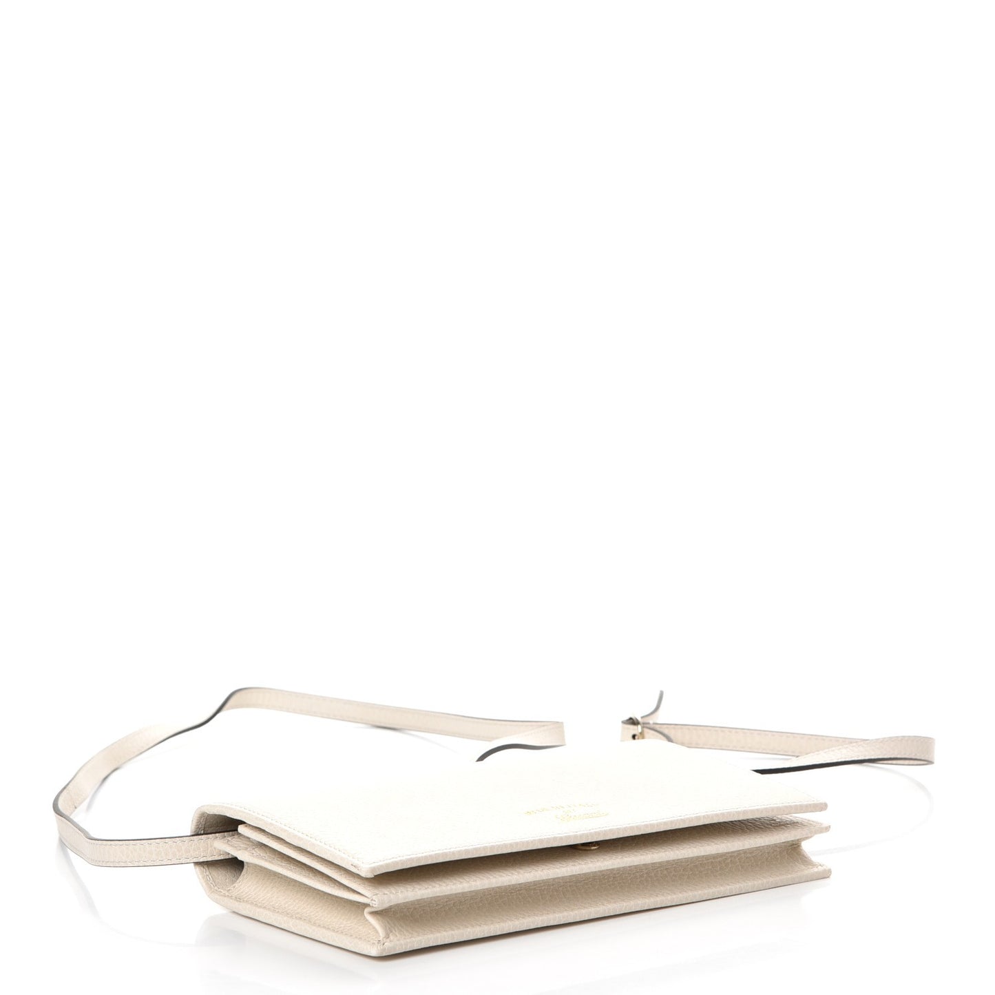 Dollar Calfskin Mini Swing Wallet Bag Mystic White