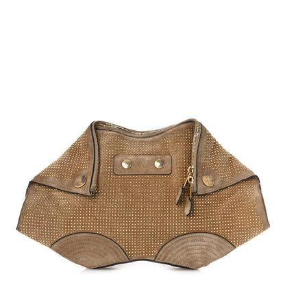 Alexander McQueen Suede Studded De Manta Clutch Light Brown 1 of 9