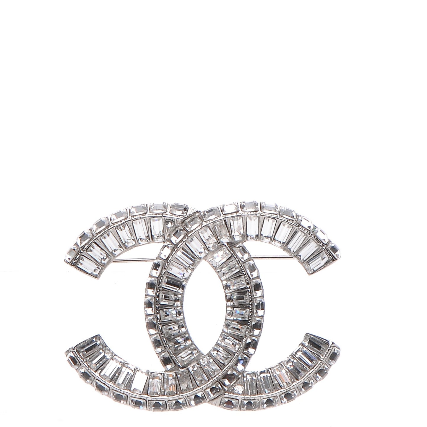 Baguette Crystal CC Brooch Silver