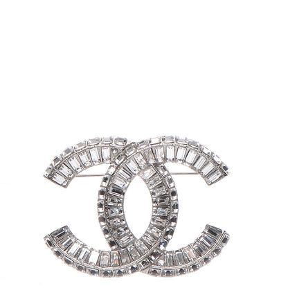 Chanel Baguette Crystal CC Brooch Silver 1 of 5