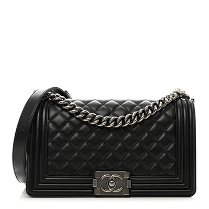 Chanel Lambskin Quilted Medium Boy Flap Black 1 of 10