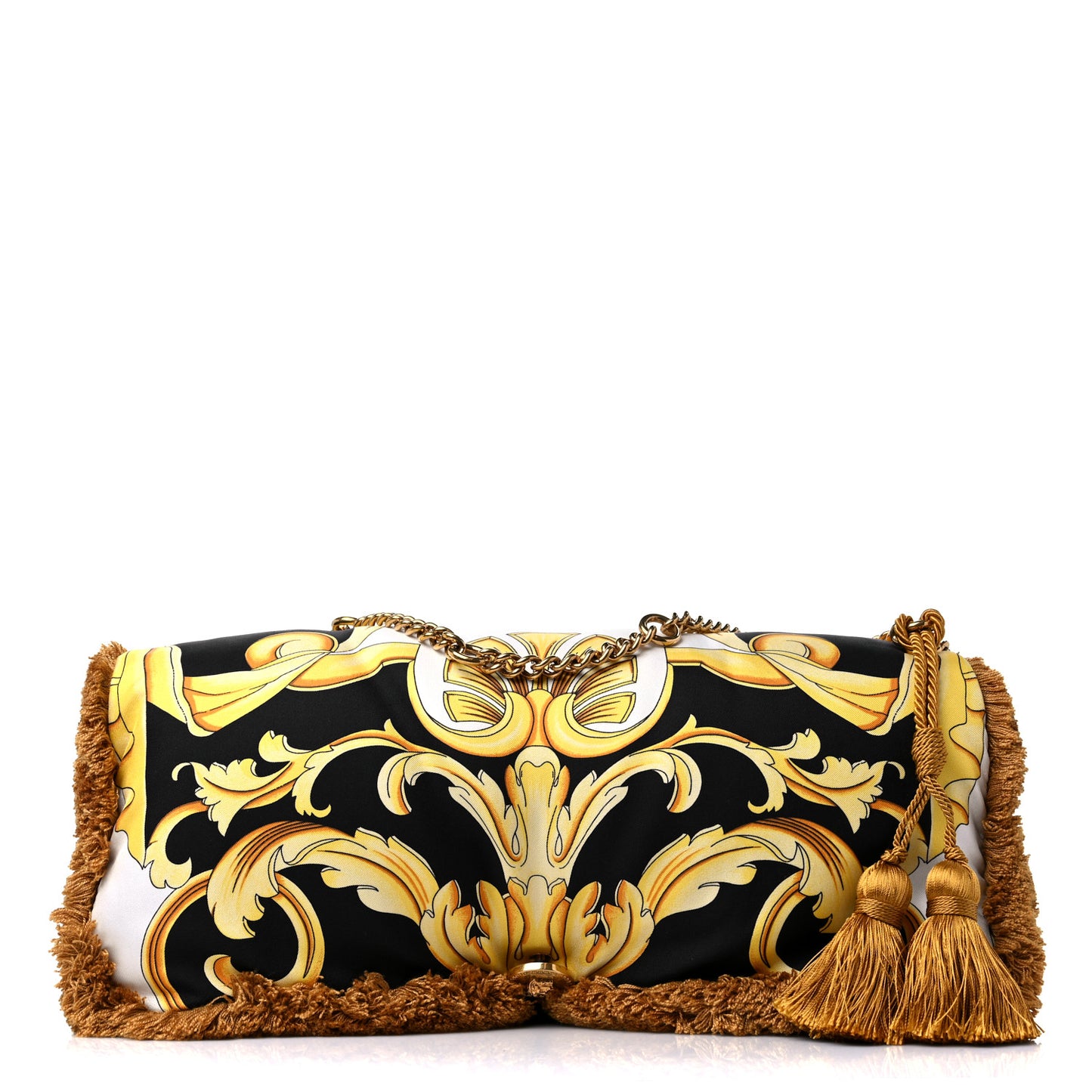 Silk Baroque Print Pillow Talk Black Gold
