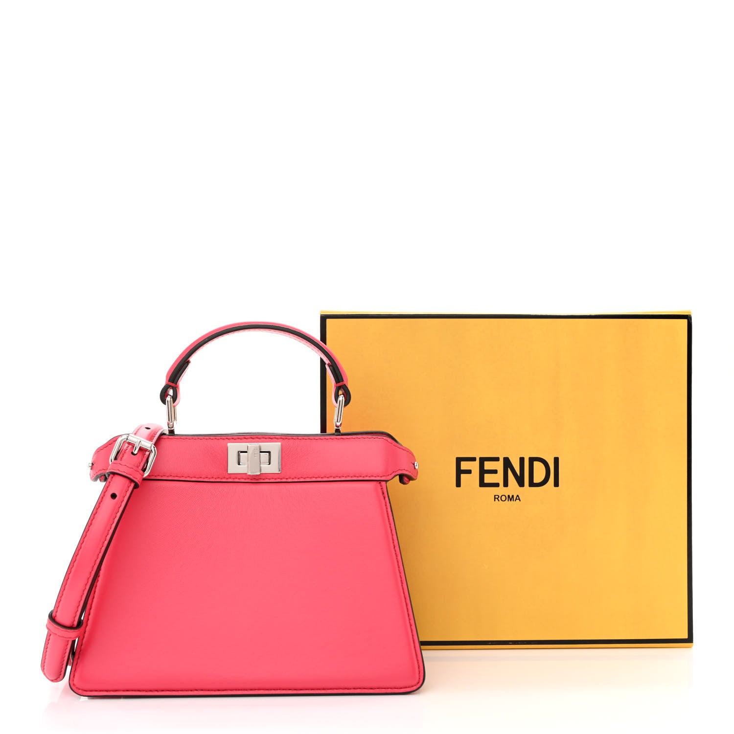 Fendi Shiny Nappa Petite Peekaboo I SEE U Satchel Lampone 12 of 12