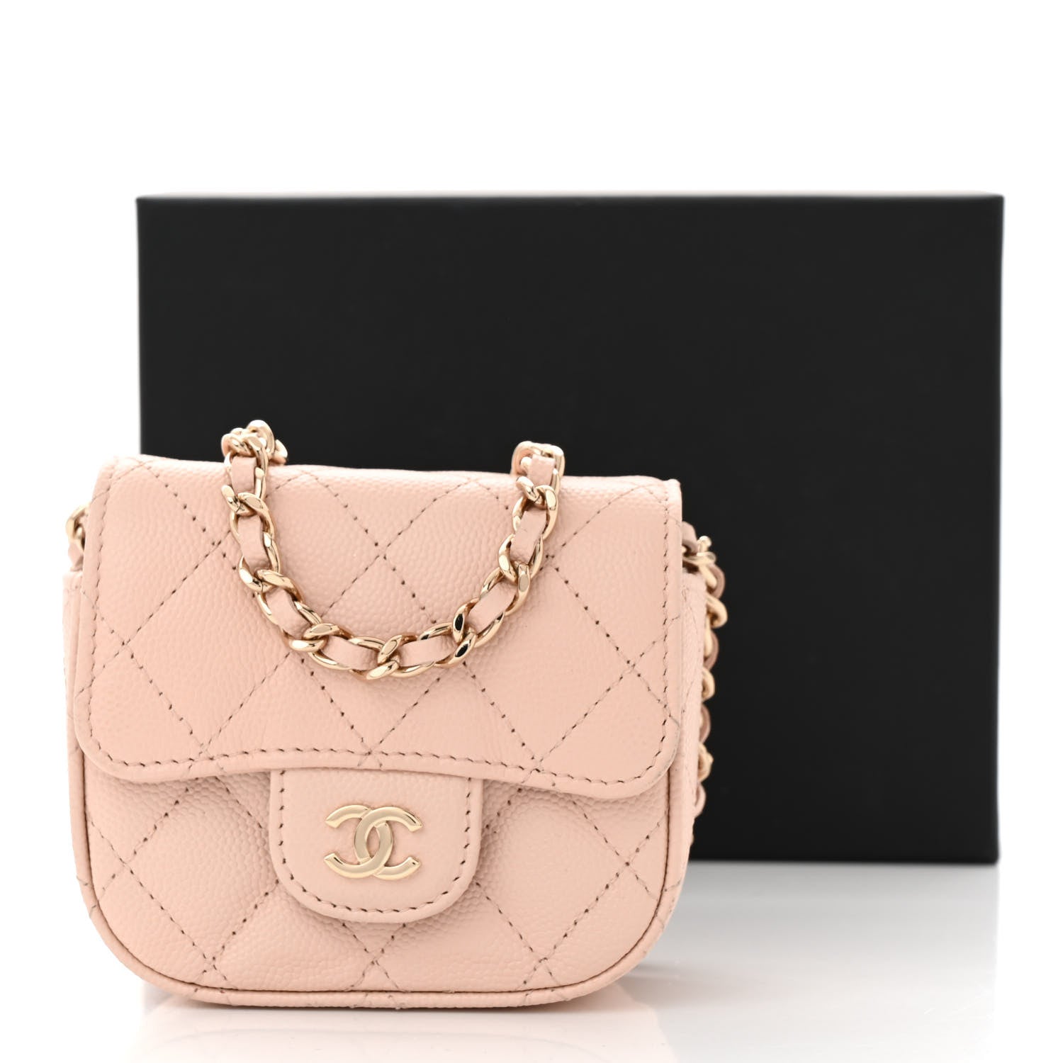 Chanel Caviar Quilted Mini Clutch With Chain Light Beige 12 of 12