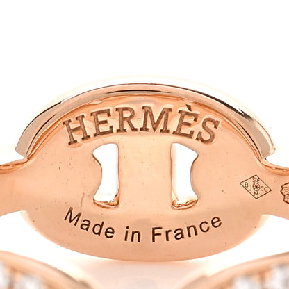 Hermes 18K Rose Gold Diamond PM d'Ancre Enchainee Ring 50 5.25 4 of 5