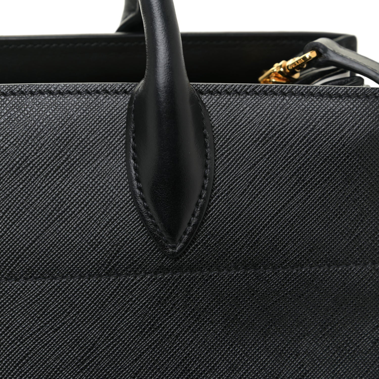 Prada Saffiano City Calfskin Medium Bibliothèque Top Handle Black White 13 of 14