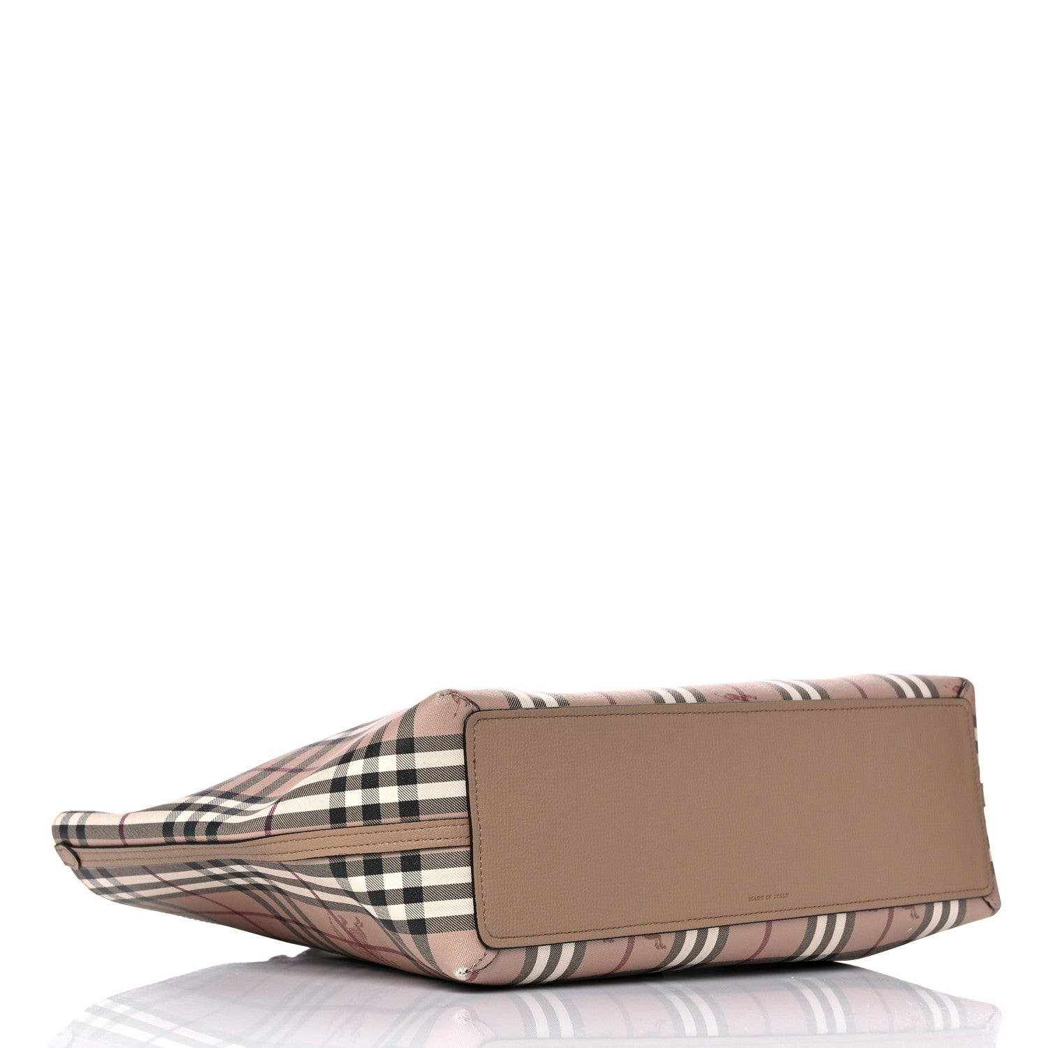 Burberry Grainy Calfskin Haymarket Check Medium Reversible Tote Camel 15 of 21