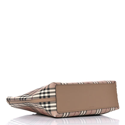 Burberry Grainy Calfskin Haymarket Check Medium Reversible Tote Camel 15 of 21