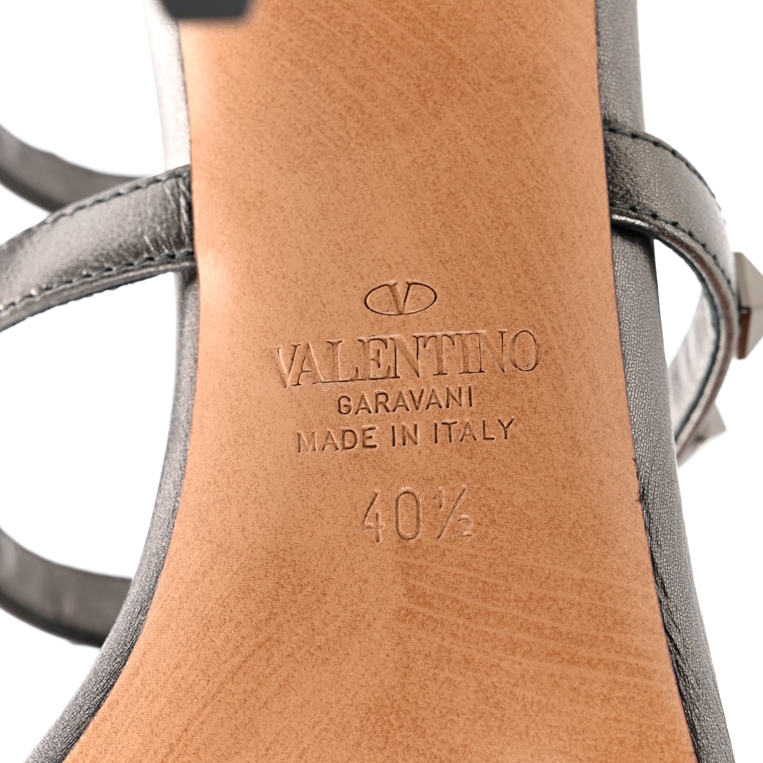 Valentino Garavani Metallic Nappa Rockstud Gladiator 105mm Sandals 40.5 Gray 7 of 10