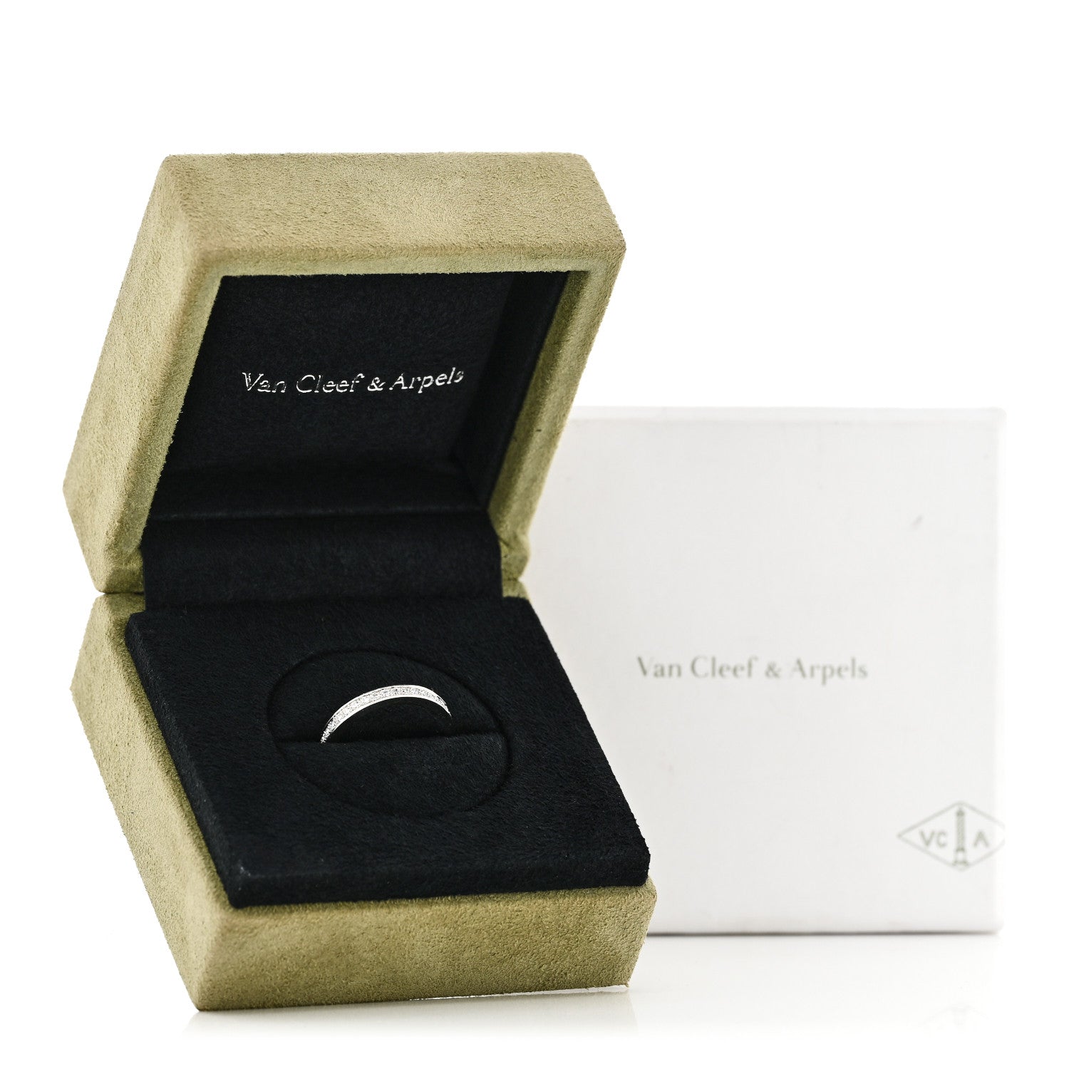 Van Cleef & Arpels Platinum Diamond 2.1mm Romance Wedding Band Ring 50 5.25 3 of 4