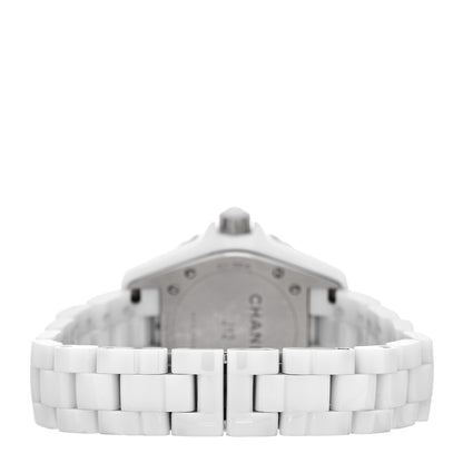 Chanel Stainless Steel Ceramic Diamond Mother of Pearl 33mm J12 Quartz Watch White 3 of 4