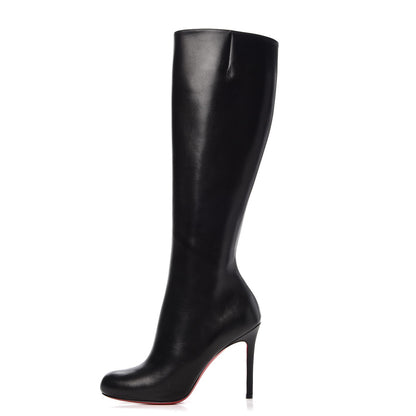 Christian Louboutin Calfskin Simple Botta 100 Knee Boots 37 Black 1 of 8