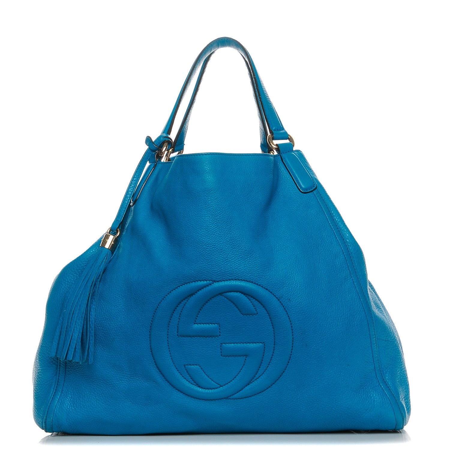 Gucci Pebbled Calfskin Large Soho Shoulder Bag Riviera Blue 1 of 11