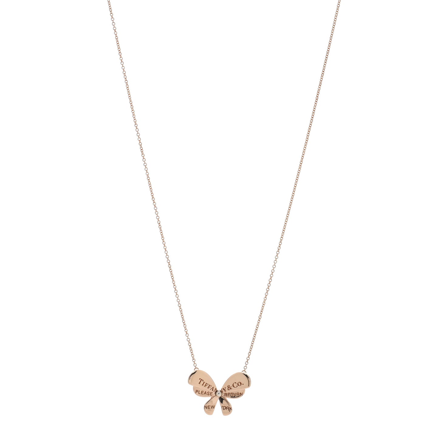 18K Rose Gold Sterling Silver Return to Tiffany Love Bugs Butterfly Pendant Necklace