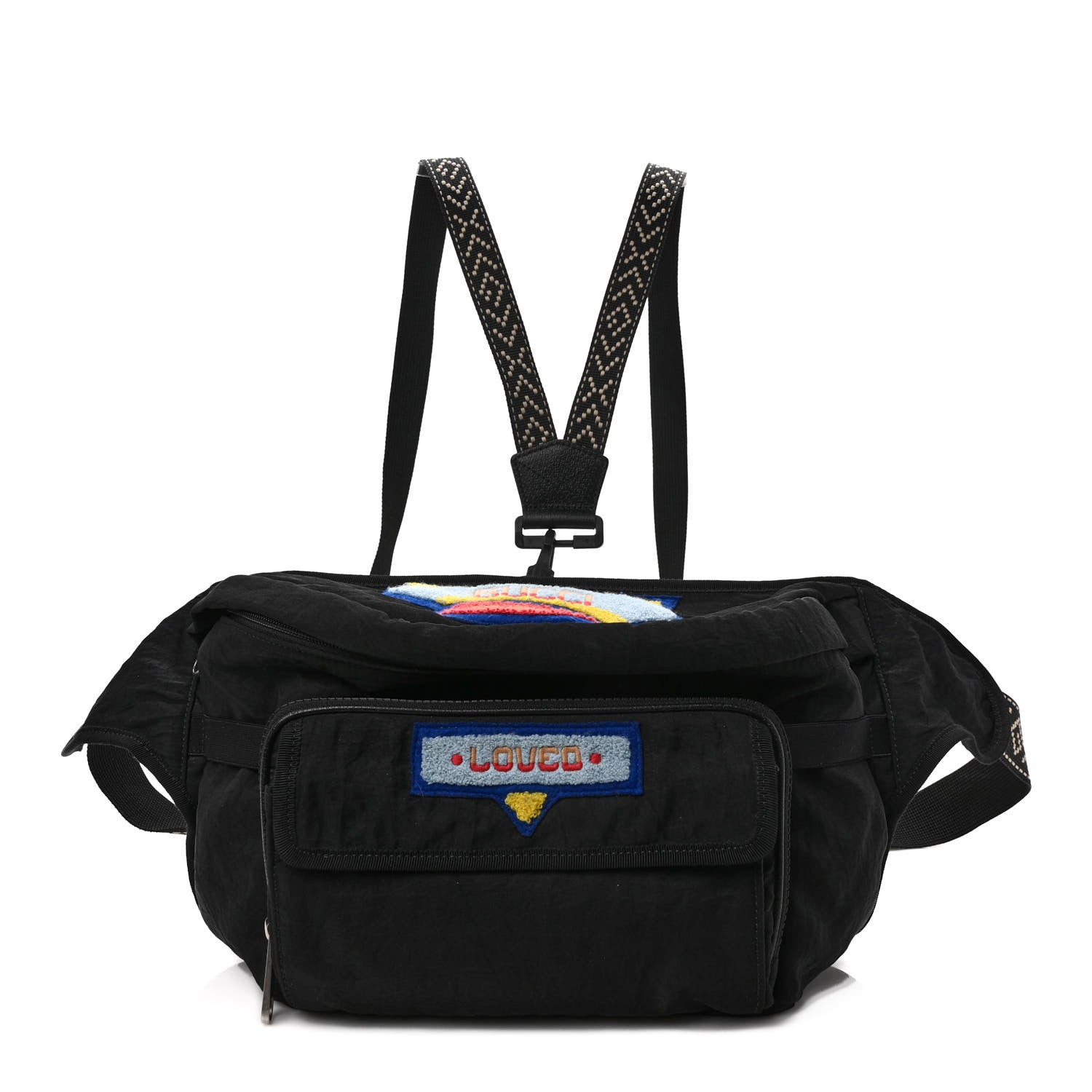 Gucci Nylon 80s Logo Patch Belt Bag Black 1 of 9