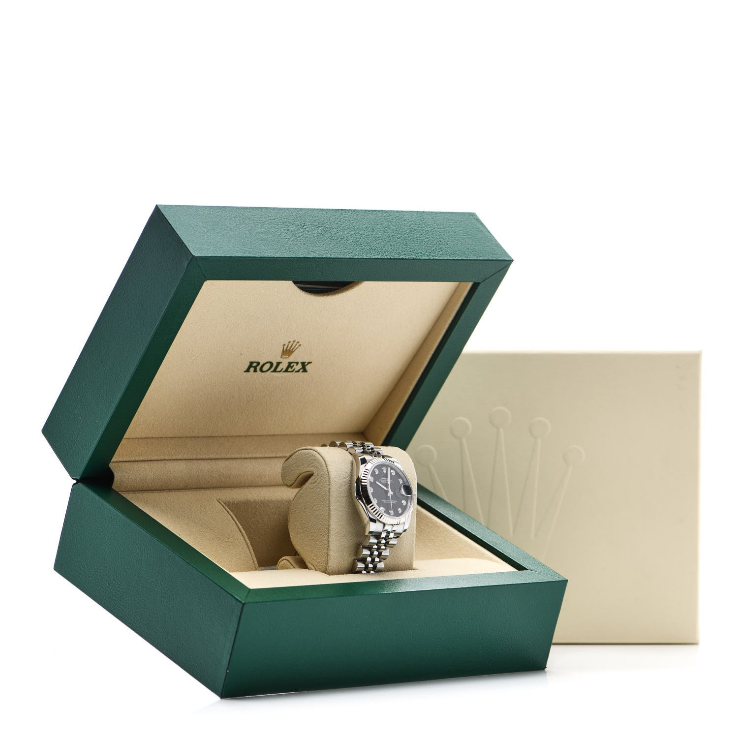 Rolex Stainless Steel 18K White Gold Diamond 31mm Oyster Perpetual Datejust Watch Black 178274 5 of 5