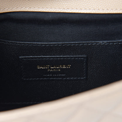Saint Laurent Grain De Poudre Textured Mixed Matelasse Triquilt Small Monogram Satchel Dark Beige 5 of 9
