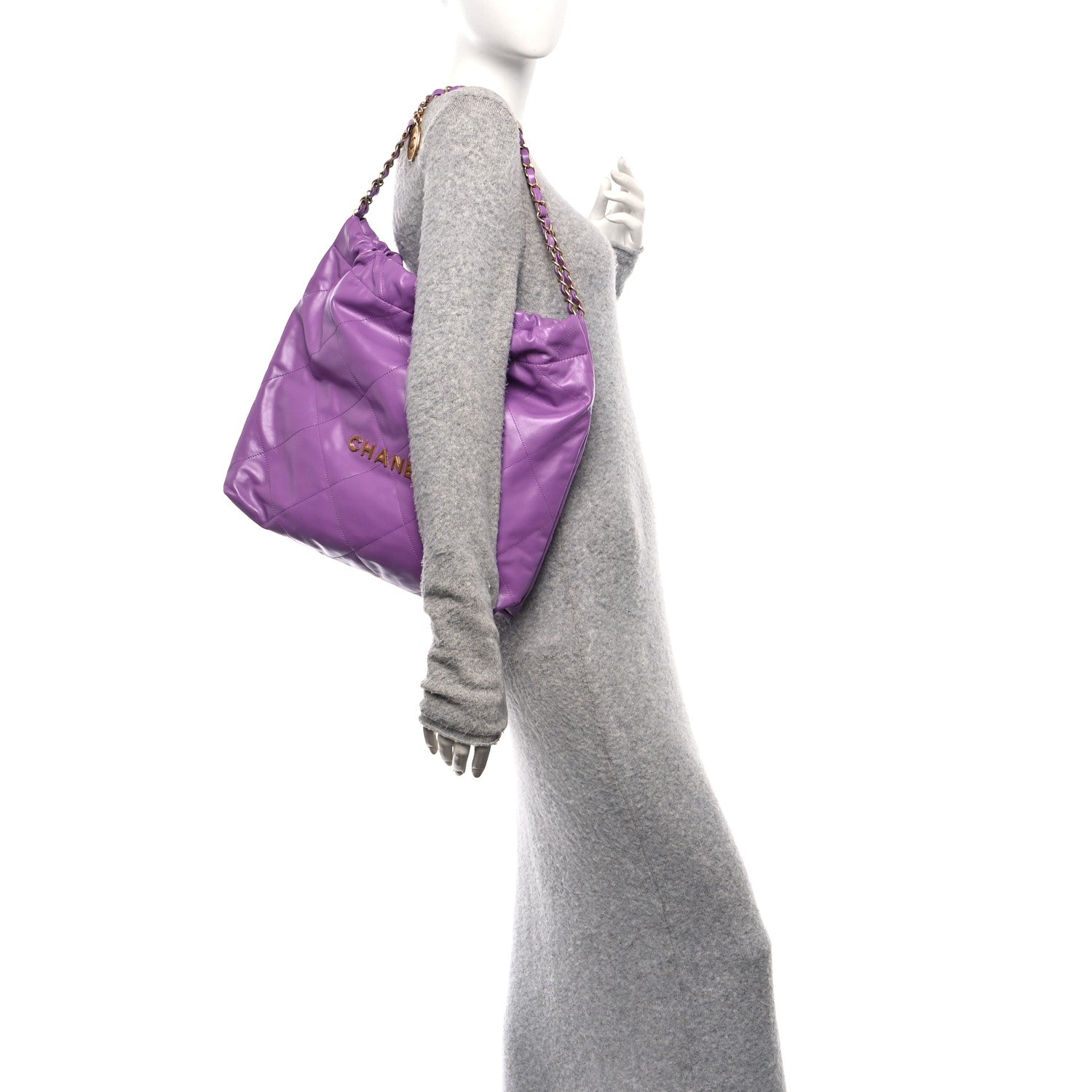 Chanel Shiny Calfskin Quilted Chanel 22 Purple 2 of 10