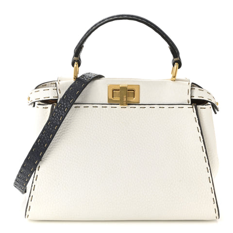 Cuoio Romano Selleria Tri-color Mini Peekaboo Iconic Satchel White Indaco Saddler
