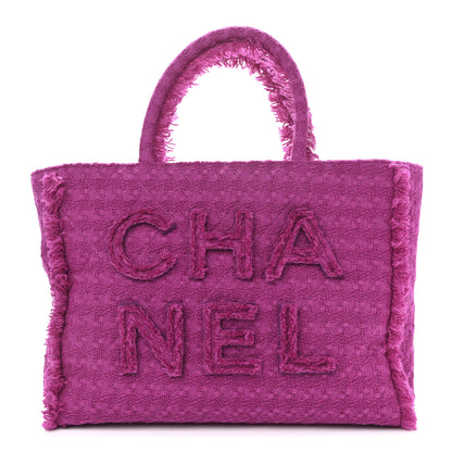 Chanel Wool Tweed Large Zipped Shopping Tote Magenta 1 of 11