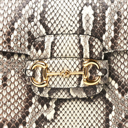Gucci Snakeskin Horsebit 1955 Shoulder Bag Natural 10 of 13