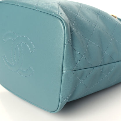Chanel Lambskin Quilted Antique Signs Drawstring Bag Blue 9 of 9