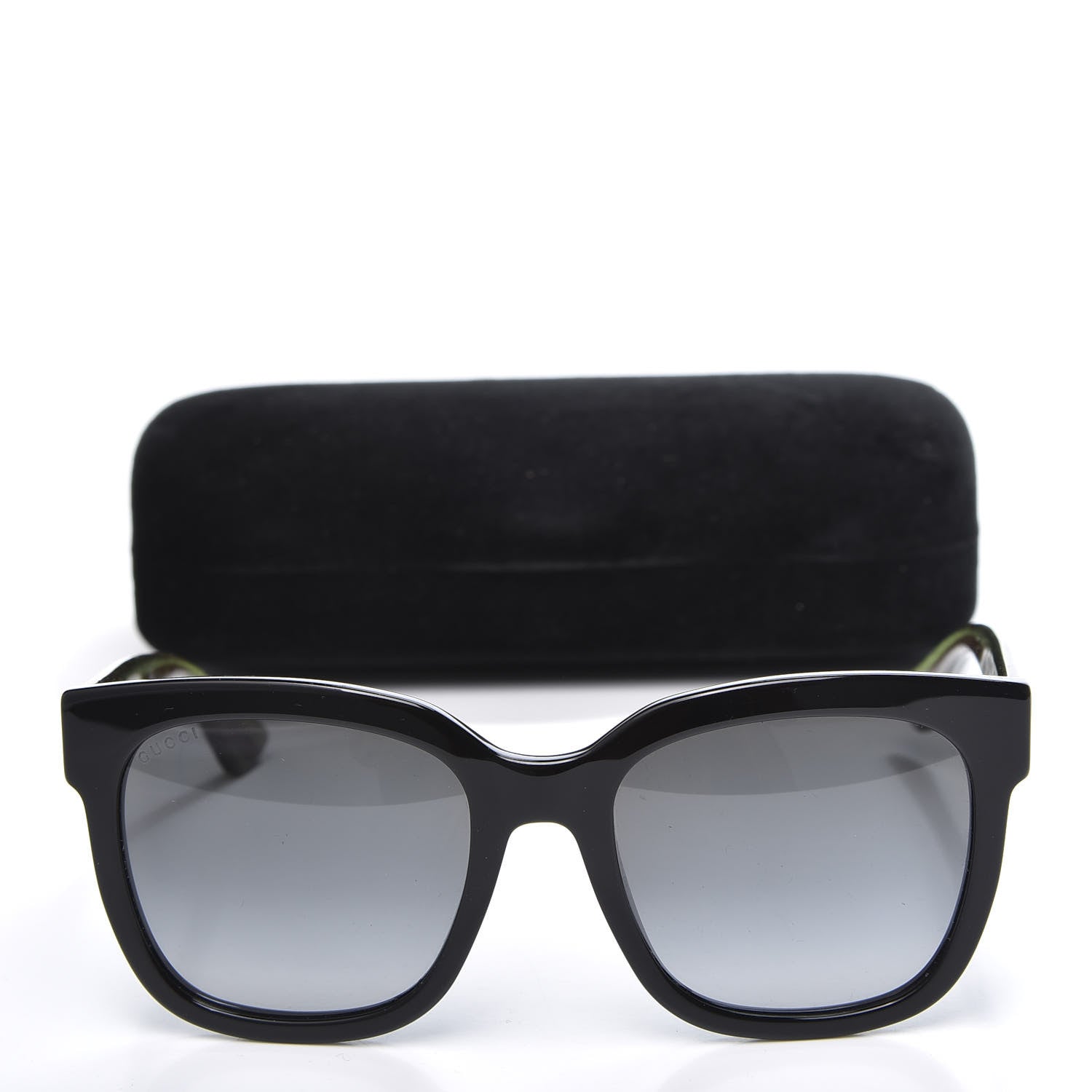 Gucci Acetate Square Frame Web Glitter Sunglasses GG0034S Black Green 9 of 9