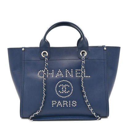 Chanel Caviar Small Studded Deauville Tote Navy 1 of 10