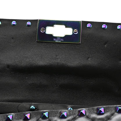 Valentino Garavani Lambskin Oil Slick Rockstud Spike Wallet on Chain Black 10 of 10