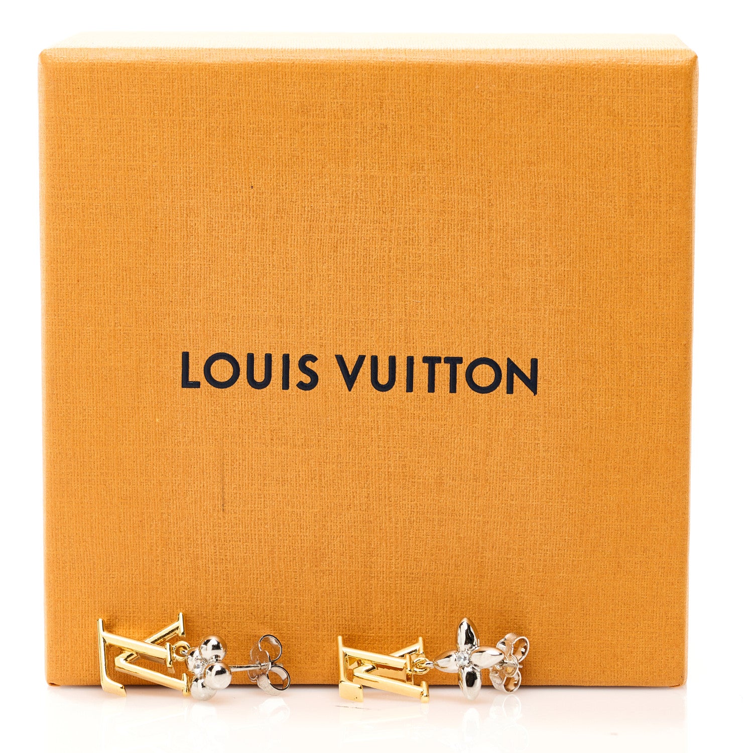 Louis Vuitton Metal Crystal LV Iconic Flower Earrings Gold Silver 6 of 6