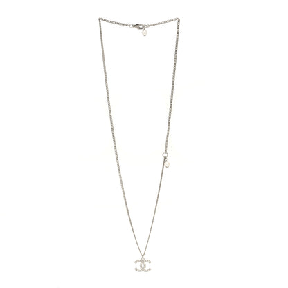 Chanel Crystal Pearl CC Pendant Necklace Silver 3 of 5