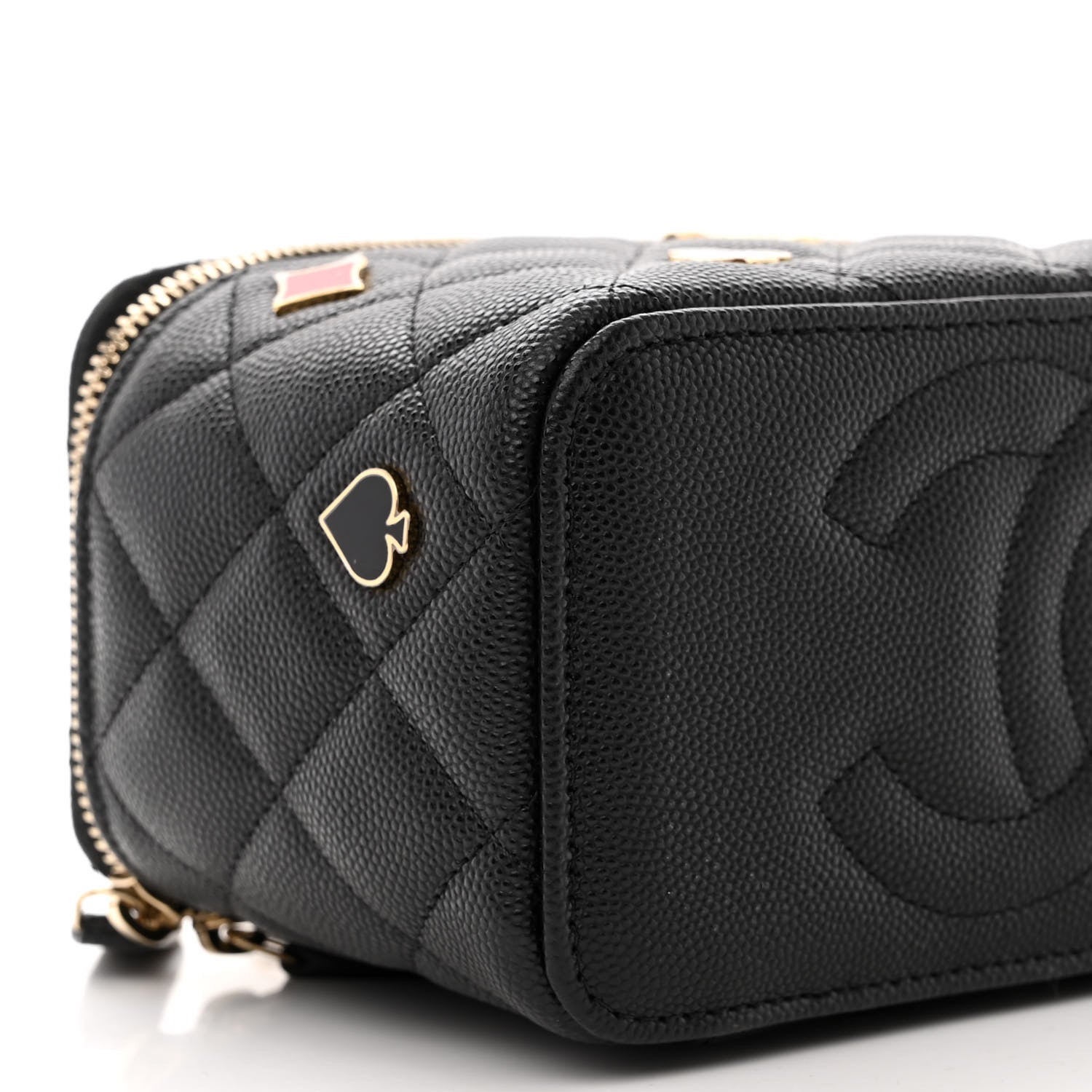 Chanel Caviar Quilted Enamel Coco Casino Small Vanity Case With Chain Black 9 of 15