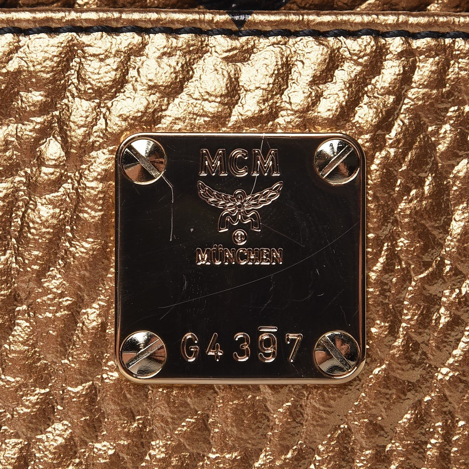 MCM Metallic Visetos Camera Crossbody Bag Gold 10 of 10
