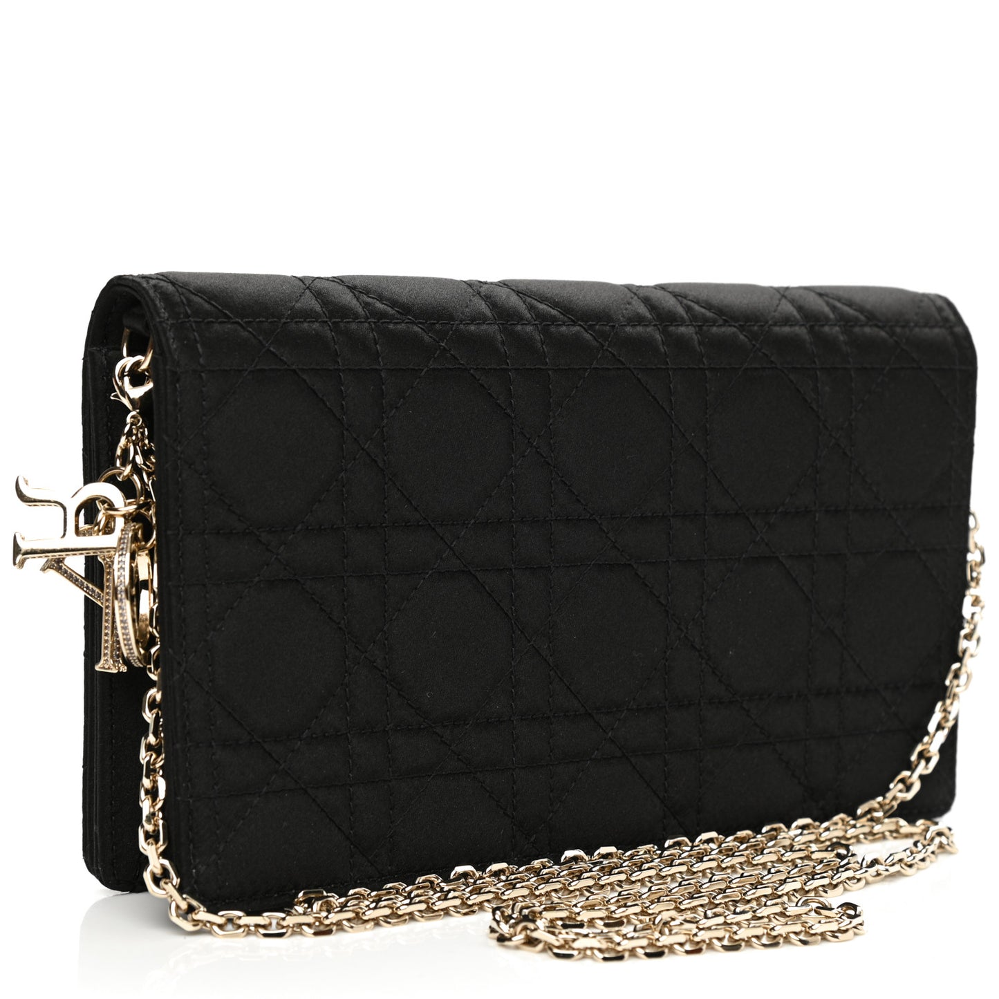 Satin Cannage Lady Dior Clutch Black
