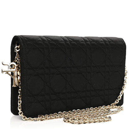 Christian Dior Satin Cannage Lady Dior Clutch Black 3 of 11
