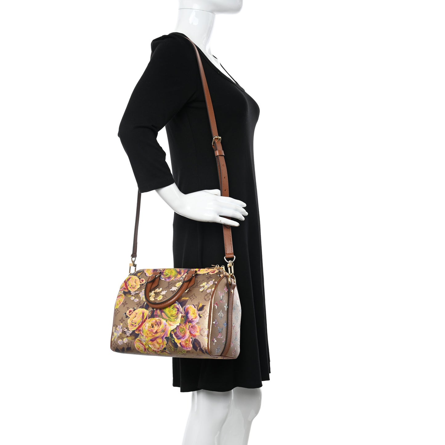 Metallic Monogram LV Garden Speedy Bandouliere 25 Gold
