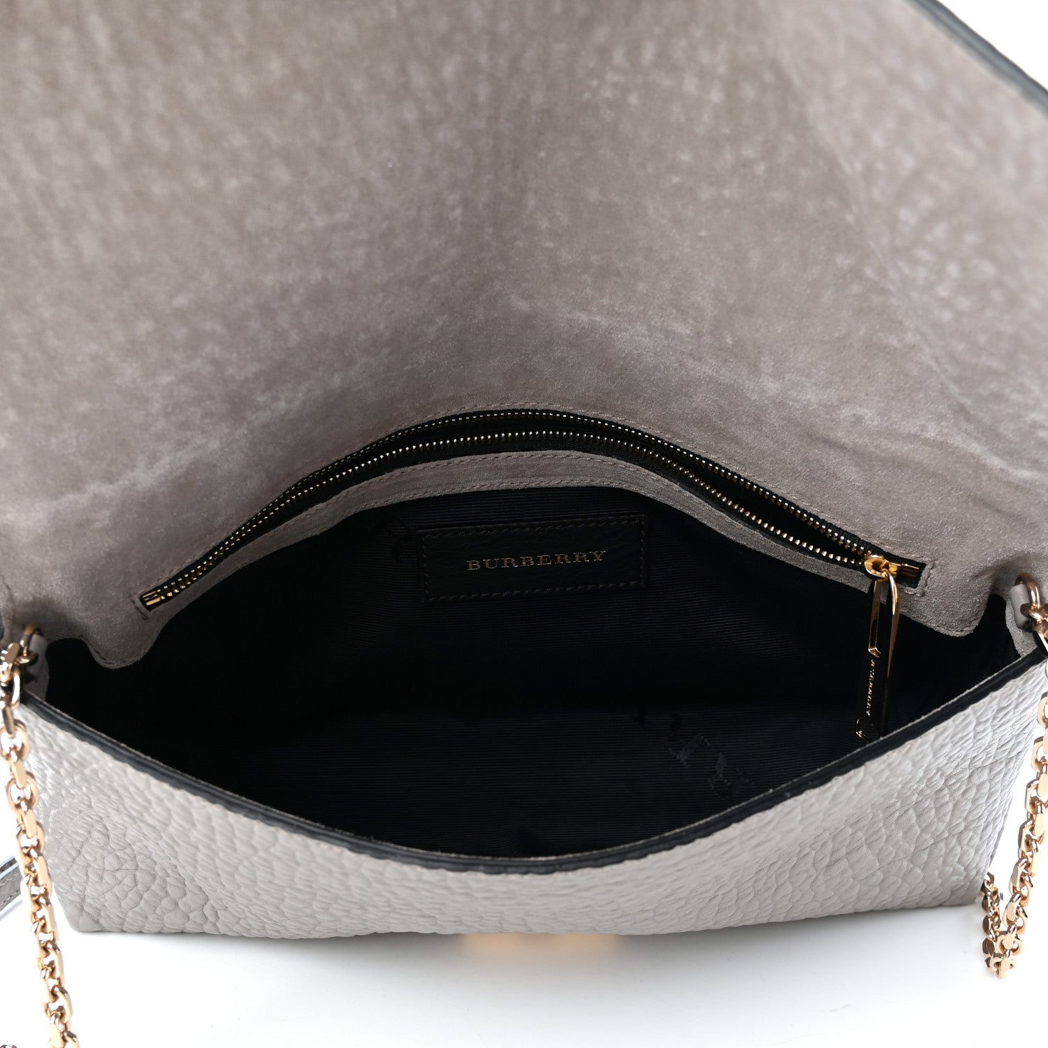 Burberry Signature Grain Medium Mildenhall Crossbody Bag Pale Grey 5 of 10