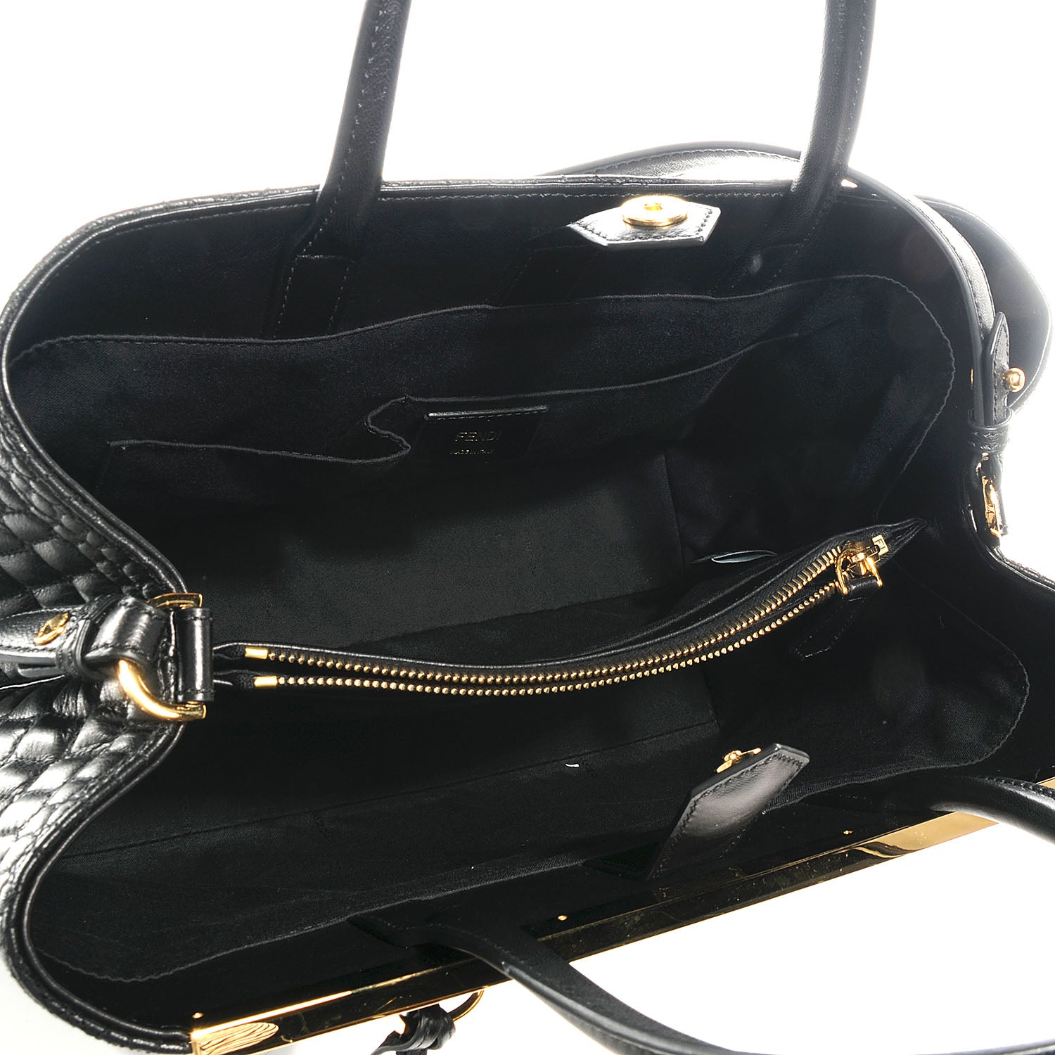 Fendi Nappa Crocodile Trapuntata Medium 2Jours Tote Black 5 of 7