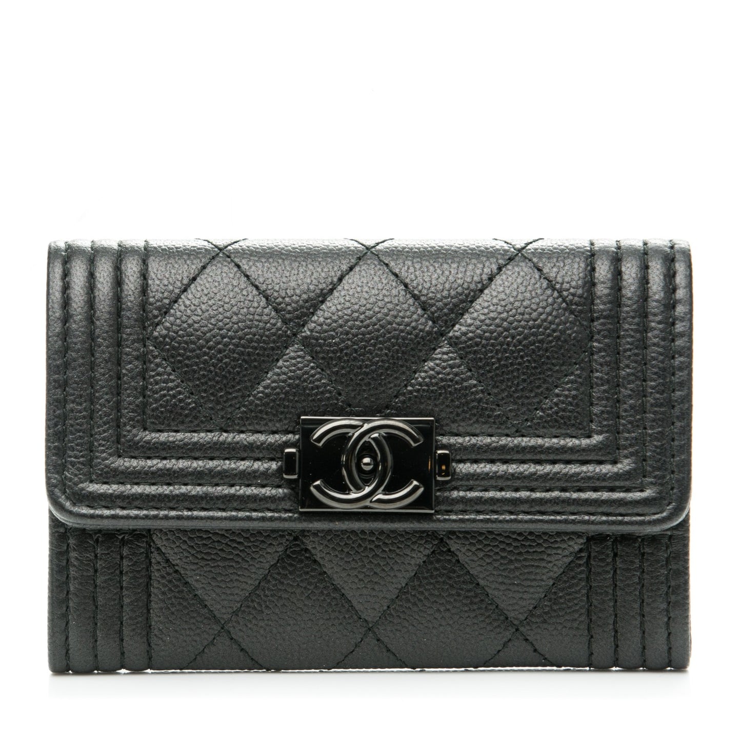 Caviar Quilted Boy Flap Card Holder So Black