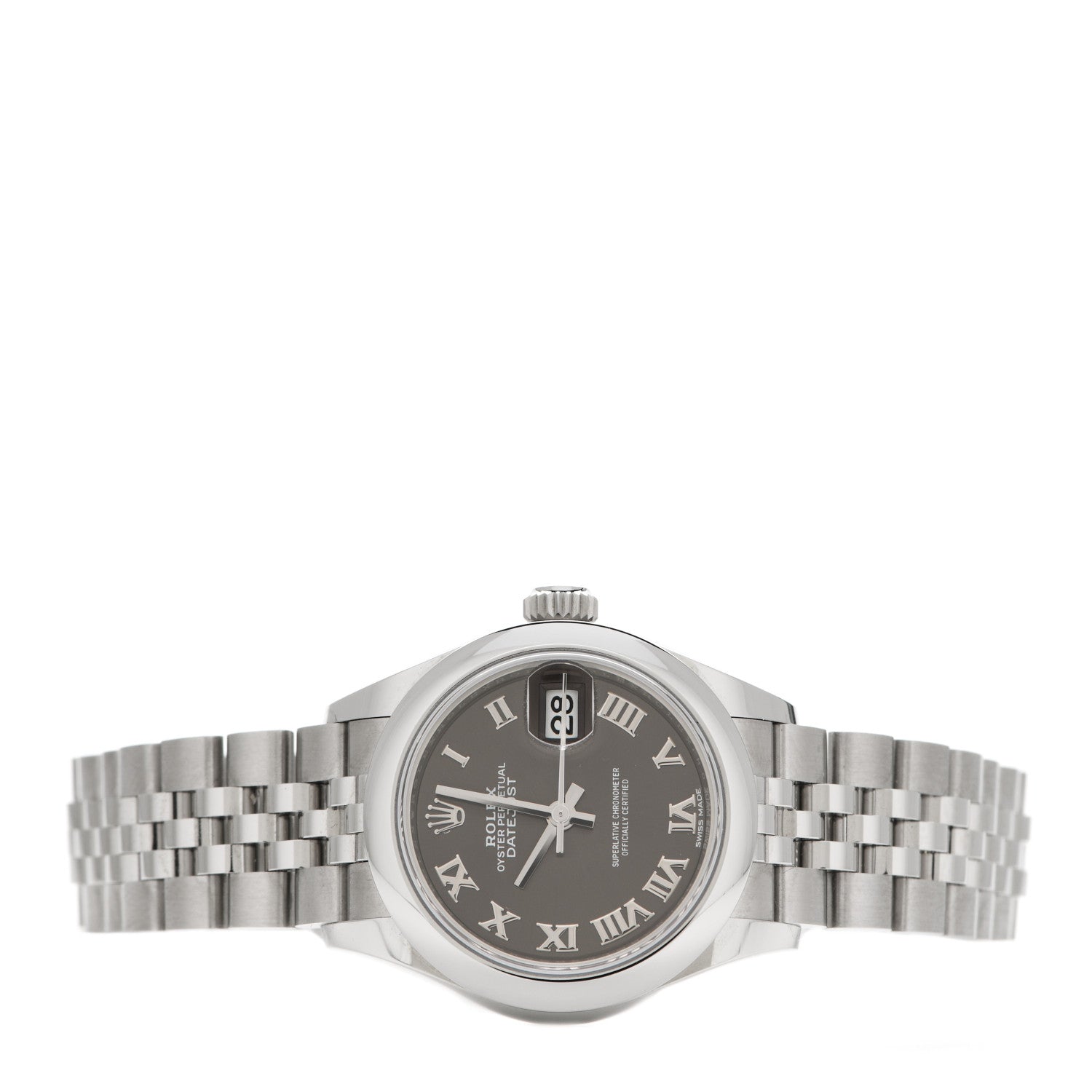 Rolex Stainless Steel 28mm Oyster Perpetual Datejust Watch Slate Roman 279160 2 of 5