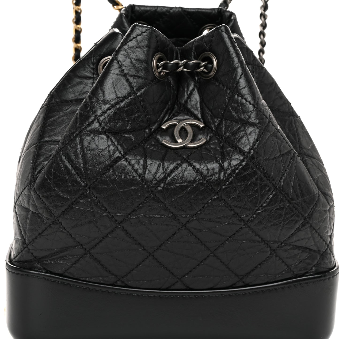 Aged Calfskin Quilted Small Gabrielle Backpack Black